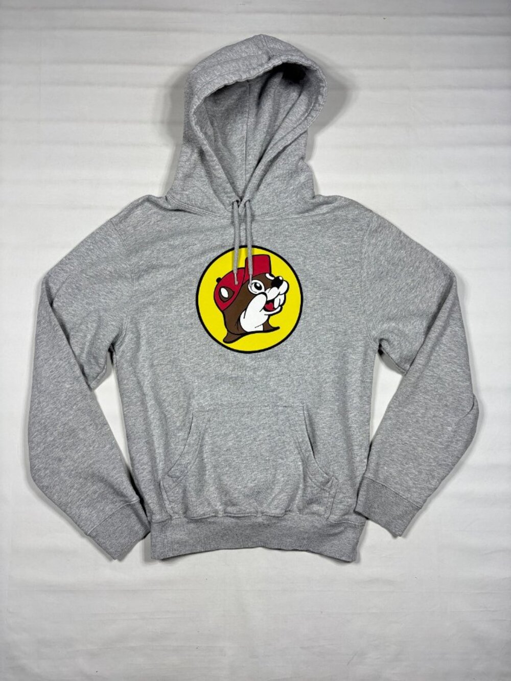 Buc-ee's Classic Grey Logo Hoodie Pullover Sweatshirt Small Road Trip Beaver S